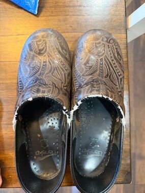 Dansko Brown Embossed Leather Women's Clogs